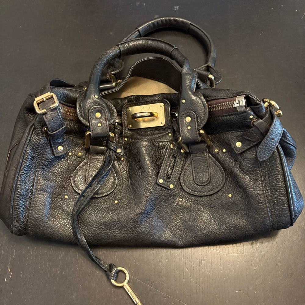 ❌SOLD❌ Vintage Chloe Paddington Shoulder Bag Black/Dark Brown - Picture 2 of 14